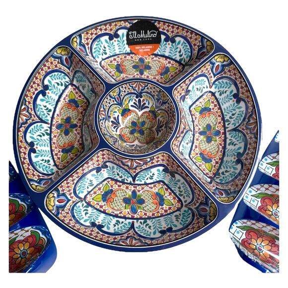 NEW Il Mulino Melamine TACO FIESTA SET 15" Divided Bowl & 2 Holders 4 Tacos Each - Picture 2 of 11
